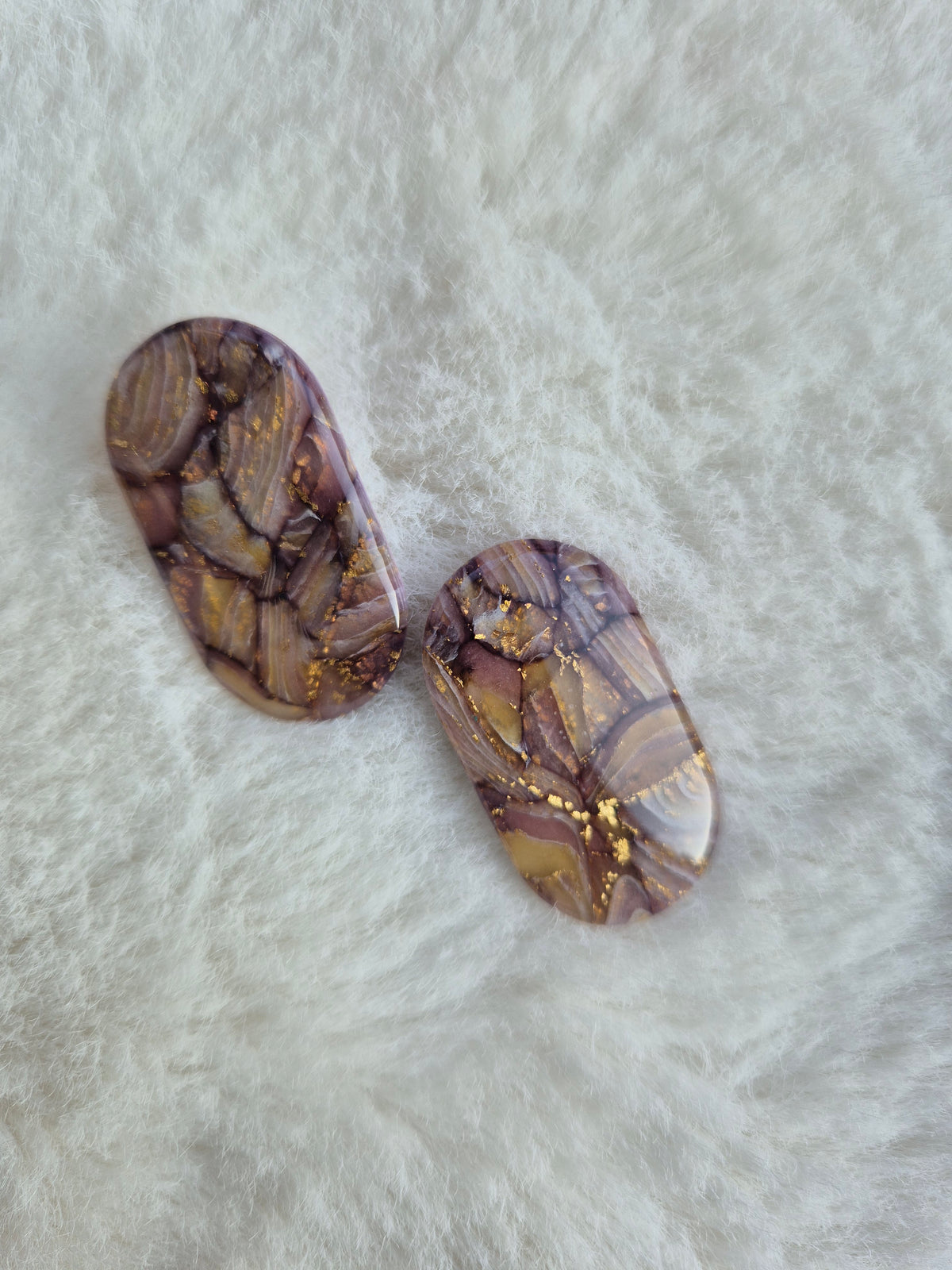 Pink moss fauxstone studs