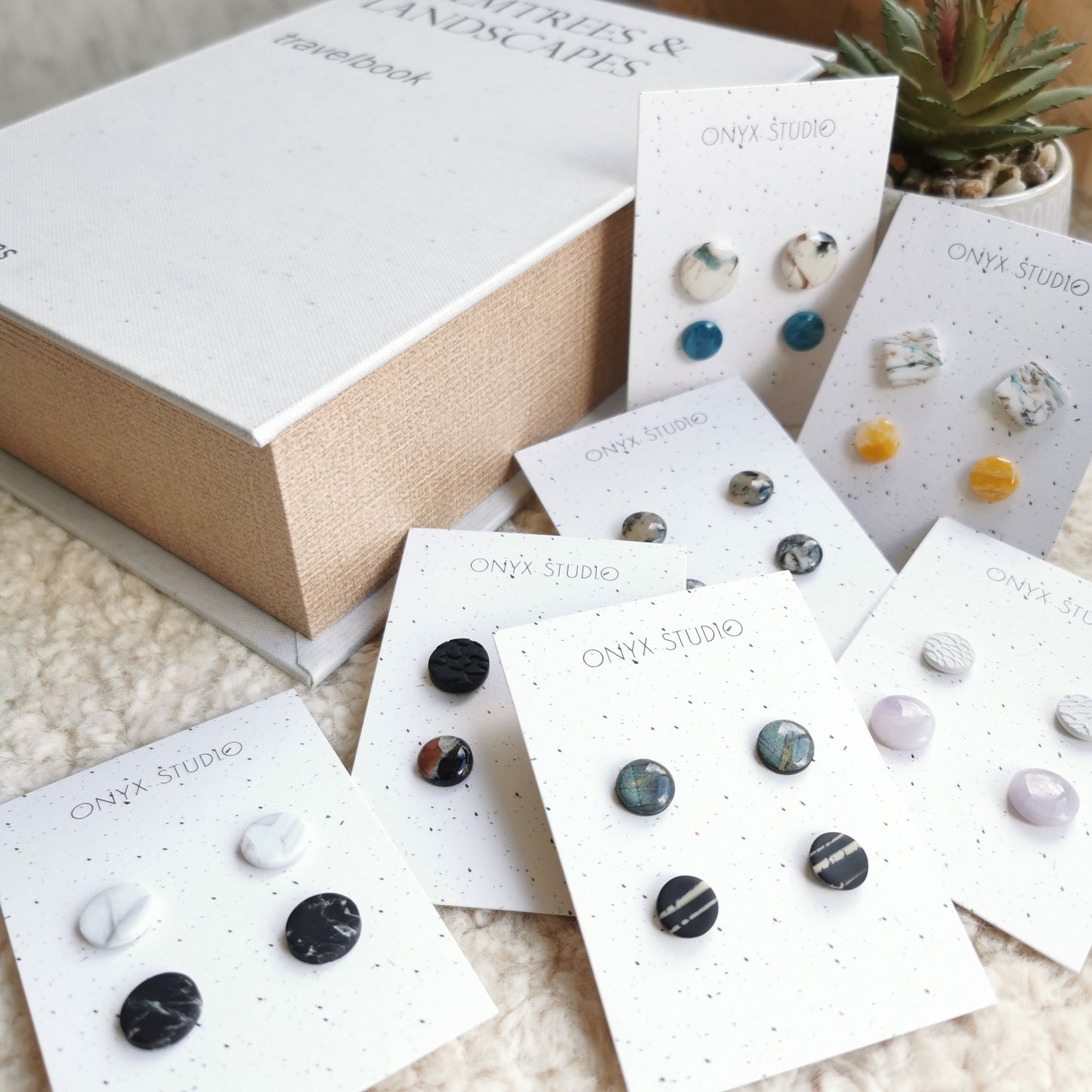 Stud oorbellen, 2pack, STONE