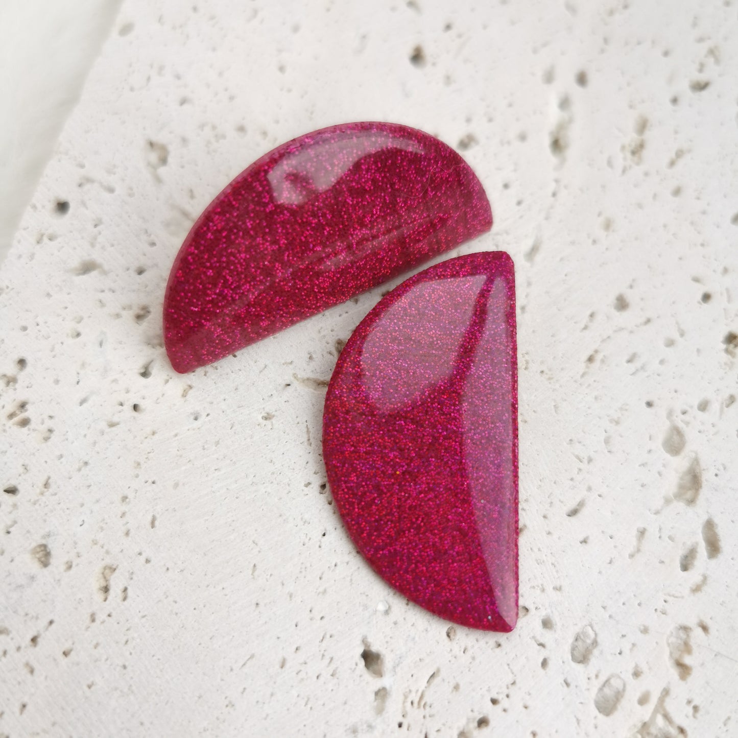 Pink glitter statement studs