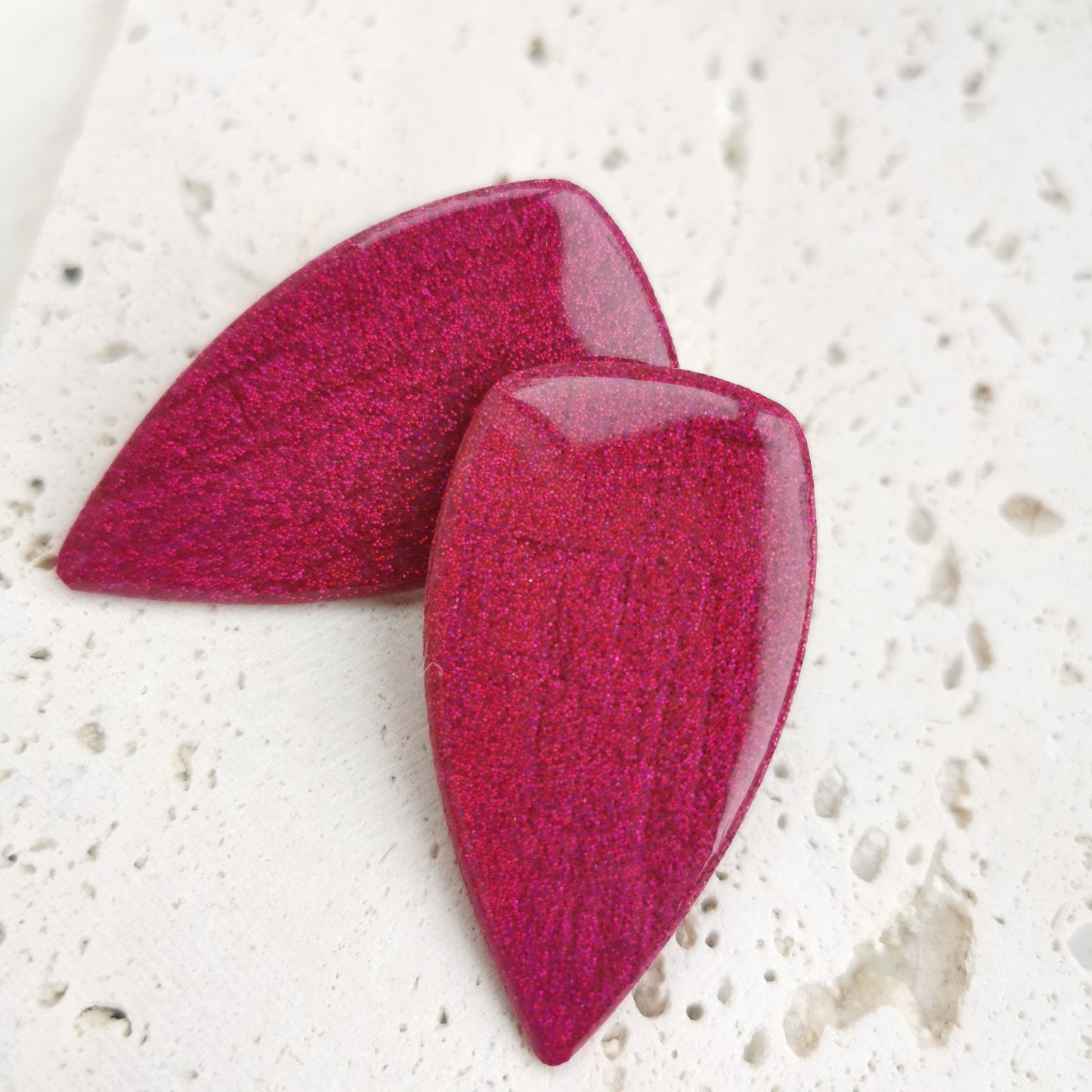 Pink glitter statement studs
