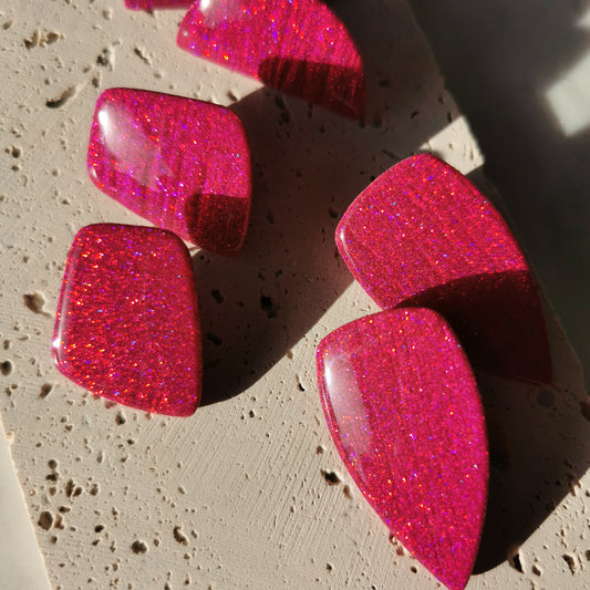 Pink glitter statement studs