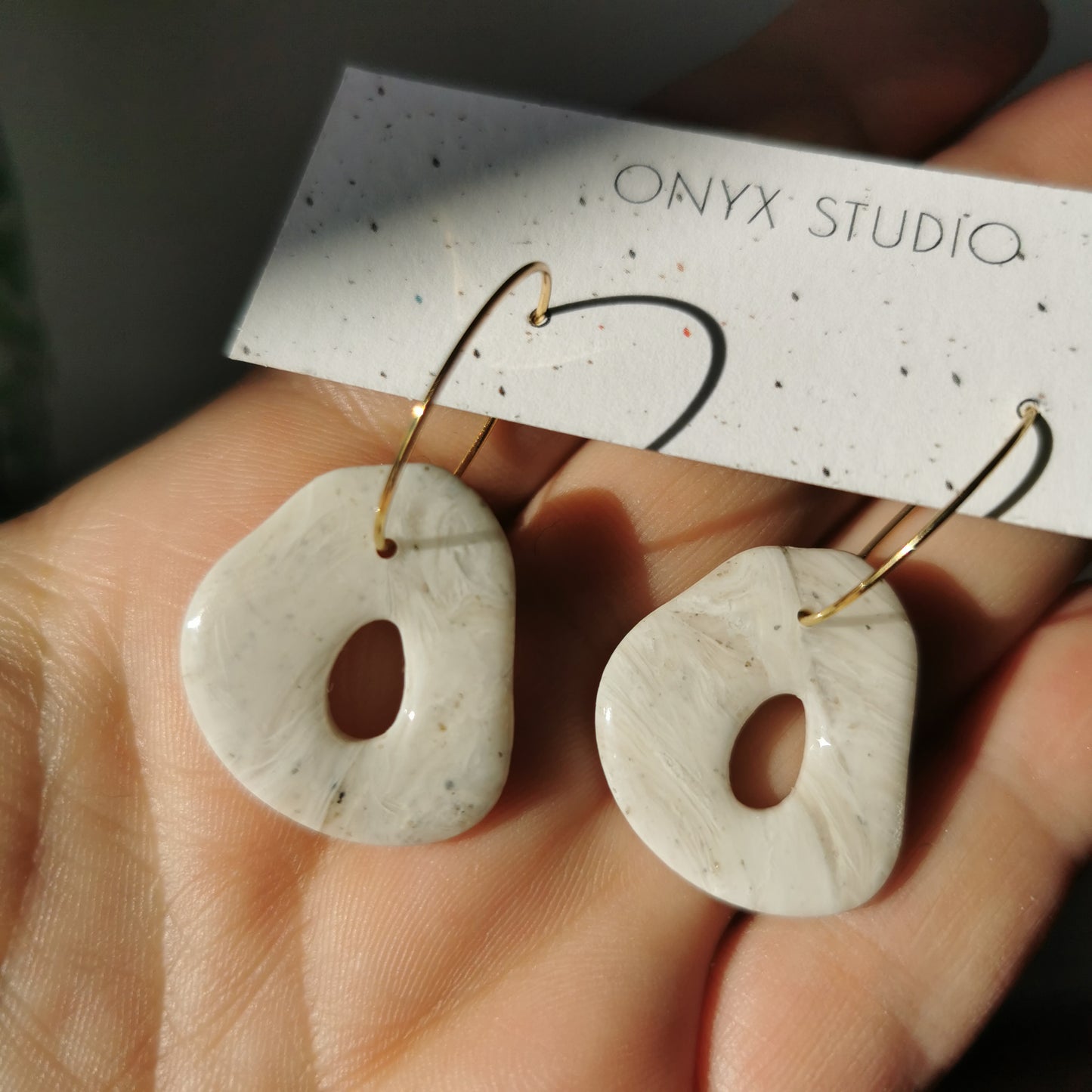 Stone dangle hoops