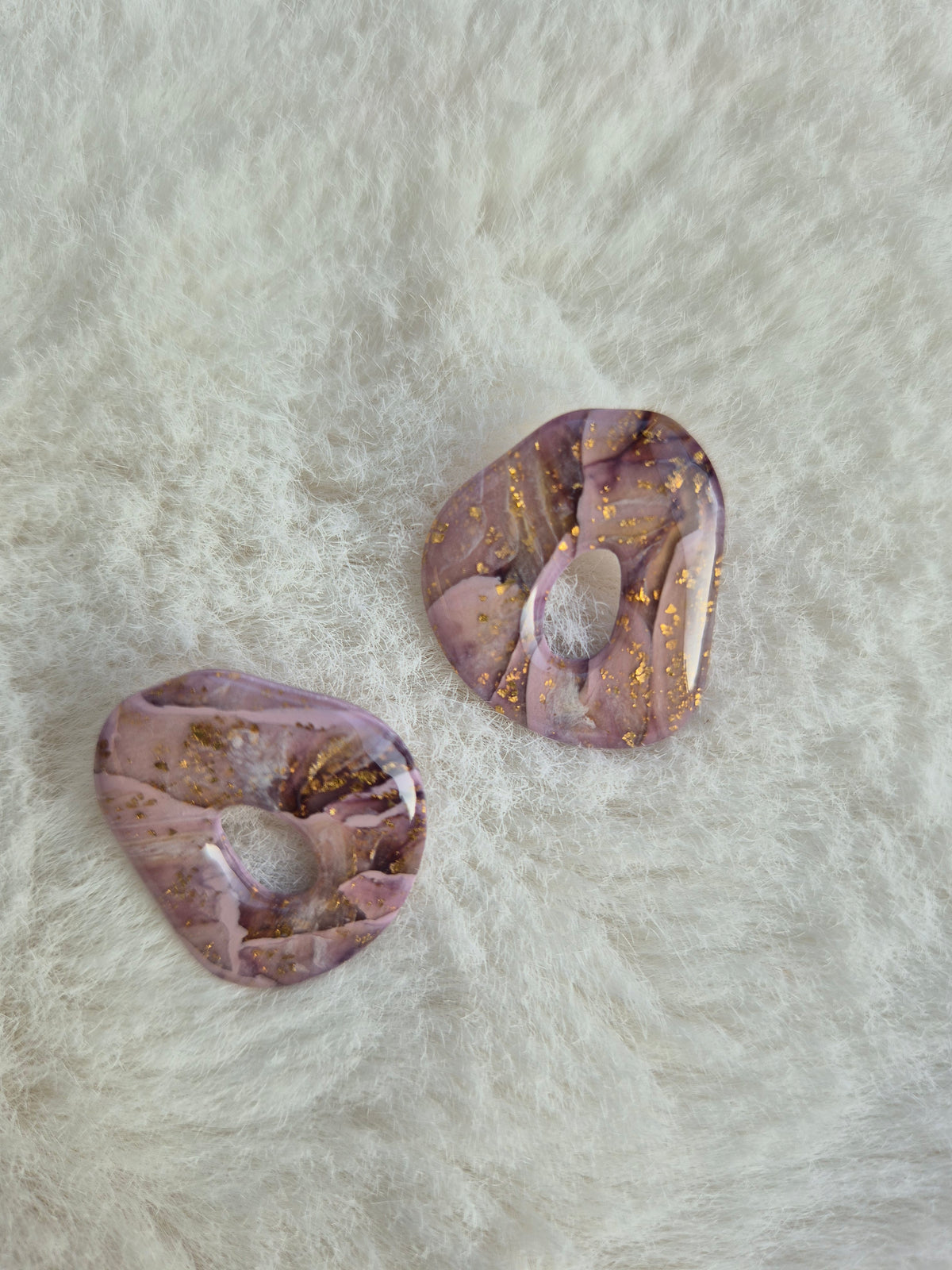Pink moss fauxstone studs