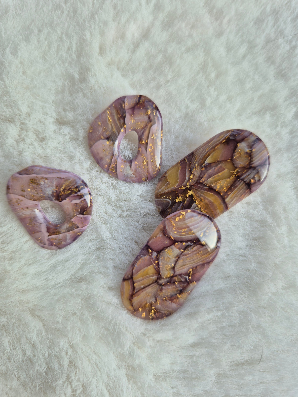 Pink moss fauxstone studs